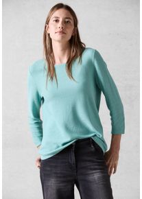 Cecil Damen 3/4 Arm-Pullover, grün, casual, Gr. XXL, unifarben, Web, Stoff, 60% Baumwolle, 40% Viskose, Pullover, Feinstrick