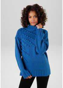 Aniston CASUAL Damen Strickpullover, blau, modisch, Gr. 36, meliert, Grobstrick, Obermaterial: 70% Polyacryl, 28% Polyester, 2% Polyamid, Pullover,