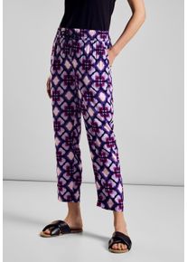 Street One Damen Jogger Pants, lila, casual, Gr. 36, bedruckt, Stoff, 100% Viskose, Hosen, im Joggstyle