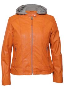 Maze Damen Lederjacke "42023103", orange, Gr. 48, Obermaterial: 100% Lammleder / Innenfutter: 100% Polyester/ Ärmelfutter: 100% Polyester / Kapuze:
