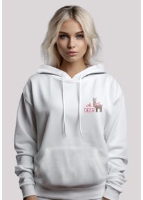 F4NT4STIC Damen Kapuzenpullover "Christmas Deer", weiß, casual, Gr. S, Obermaterial: 65% Baumwolle, 35% Polyester, Pullover, Premium Qualität,