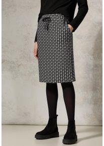 Cecil Damen Strickrock, schwarz, casual, Gr. XXXL, gemustert, Web, Obermaterial: 50% Baumwolle, 36% Polyester, 12% Viskose, 2% Elasthan; Futter: 100%