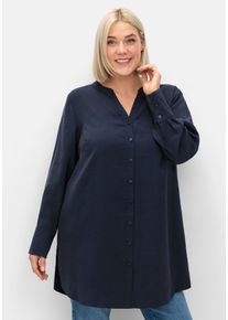 Große Größen Longbluse mit Passe und Raffungen hinten Gr. 60 blau von sheego für Damen