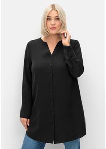 Große Größen Longbluse mit Passe und Raffungen hinten Gr. 52 schwarz von sheego für Damen