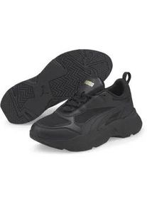 Sneaker Puma "Cassia Sneakers Damen" Gr. 35.5, schwarz (schwarz team gold beige) Schuhe