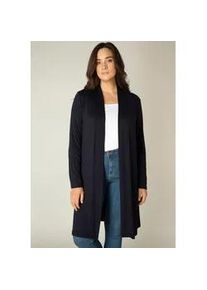 Longstrickjacke Base Level Curvy Gr. 50, blau (navy dark blue) Damen Strickjacken Figurumspielende, weiche Strickqualität