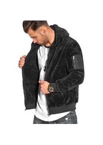 Sweatjacke behype "Teddy-Zip" Gr. XXL, schwarz Herren Sweatjacken aus weichem Teddyfleece