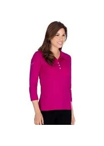 Poloshirt TRIGEMA "TRIGEMA mit Kristallsteinen" Gr. XXL, pink (magenta) Damen Shirts