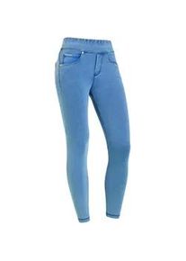 Leggings Freddy "NOW SKINNY YOGA" Gr. M (38), N-Gr, bunt (light blue yellow seams) Damen Hosen mit Lifting & Shaping Effekt