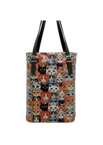 Umhängetasche DOGO "Damen Tall Bag Cat Audience Vegan Damen Handtaschen (Fashion) /" Gr. B/H/T: 40cm x 34cm x 10cm OneSize, bunt (mehrfarbig) Damen Taschen Vegan