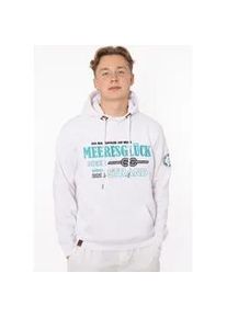 Hoodie Zwillingsherz ""Meeresglück" Herren" Gr. S, weiß Herren Sweatshirts mit gesticktem Detail am Ärmel und Kapuze