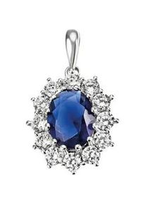 Ketten-Anhänger Firetti "Schmuck Geschenk Silber 925 Halsschmuck Anhänger Lady D Royal" Schmuckanhänger Gr. Silber 925 (Sterlingsilber), 2,1 g, blau (silberfarben-saphirblau-weiß + saphirblau-weiß) Damen mit Glasstein, Zirkonia (synth.)