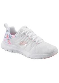 Sneaker Skechers "FLEX APPEAL 4.0 LET IT BLOSSOM" Gr. 39, weiß (weiß-kombiniert) Damen Schuhe mit Blumenprint an der Ferse, Freizeitschuh, Halbschuh, Schnürschuh