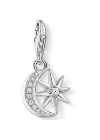 Charm-Einhänger Thomas Sabo "Stern & Mond, 1794-051-14" Charms bunt (silberfarben-weiß + weiß) Damen mit Zirkonia (synth.)