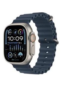 Smartwatch Apple "Watch Ultra 2 Titanium" Smartwatches Gr. 49mm, Cellular, One-Size, Ocean Band, grau (blau) Trail Loop