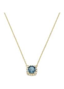 Collier Luigi Merano "Edelstein & Brillanten, Gold 585" Halsketten Gr. 45cm, Gelbgold 585, blau Damen