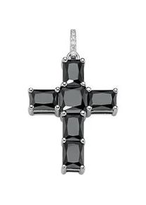 Kreuz-Anhänger Giorgio Martello MILANO "Kreuz mit Zirkoniasteinen, Silber 925" Schmuckanhänger Gr. Onesize, Silber 925 (Sterlingsilber), schwarz Damen