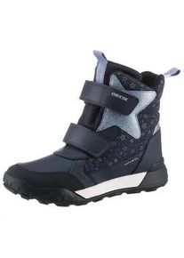 Winterboots Geox "J TREKKYUP GIRL B ABX" Gr. 35, blau (navy) Kinder Schuhe Klettstiefel, Snowboots, Winterstiefel mit Metallic Look