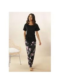 Pyjama Vivance DREAMS Gr. 40/42, schwarz Damen Homewear-Sets mit Blumendruck