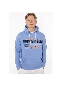 Hoodie Zwillingsherz ""Meeresglück" Herren" Gr. M, blau (mittelblau) Herren Sweatshirts mit gesticktem Detail am Ärmel und Kapuze