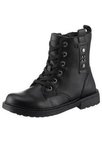 Schnürboots Geox "J ECLAIR GIRL M" Gr. 31, schwarz Kinder Schuhe Bikerboots, Winterstiefel, Boots mit modischem Blockabsatz