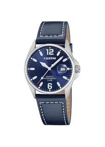 Quarzuhr Calypso WATCHES "Basic" Armbanduhren blau (dunkelblau) Herren Armbanduhr, Herrenuhr, Lederarmband, analog, Tag