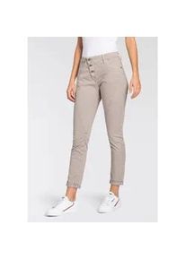 Röhrenhose Please Jeans Gr. M (38), N-Gr, beige (chinchilla beige) Damen Hosen Mit besonderer Knöpfung