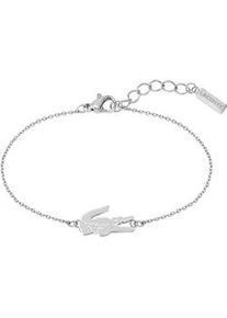 Armband Lacoste "Schmuck Edelstahl Ankerkette CROCODILE" Armbänder Gr. Edelstahl, silberfarben (edelstahlfarben) Damen