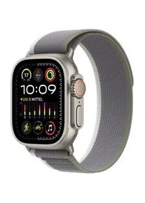 Smartwatch Apple "Watch Ultra 2 Titanium" Smartwatches Gr. 49mm, Cellular, M/L, Trail Loop, grau (grau/grün) Trail Loop