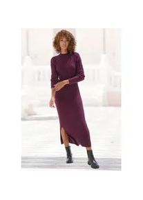 Strickkleid Lascana Gr. 42, N-Gr, bordeaux, burgunder Damen Kleider mit Zopfmuster, figurbetont, Pulloverkleid, herbstlich