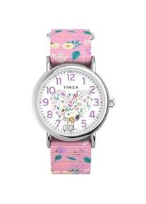 Quarzuhr Timex "PEANUTS WEEKENDER" Armbanduhren rosa Damen Armbanduhr, Damenuhr, Snoopy, analog, Textilarmband