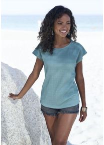Vivance Kurzarmshirt 'mit dekorativem Häkeleinsatz' mehrfarbig Gr. 32/34 für Damen. Mit Rundhals. Bequem. Nachhaltig.