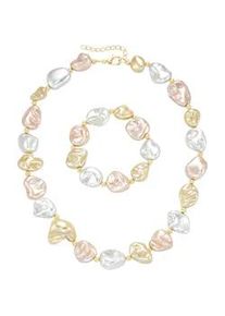 Ketten und Armband Set Firetti "Multipack Schmuck Geschenk Perlenarmband Perlenkette barock Kügelchen" Schmuck-Sets bunt (gelbgoldfarben-weiß-apricot-gelb) Damen