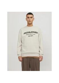 Jack & Jones Sweatshirt JACK & JONES "JJGALE SWEAT O-NECK" Gr. M, weiß (moonbeam) Herren Sweatshirts