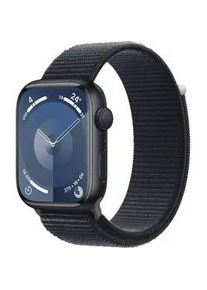 Smartwatch Apple "Watch Series 9 Aluminium" Smartwatches Gr. 45mm, ohne eSIM, One-Size, Sport Loop, schwarz (mitternacht, mitternacht) Sport Loop