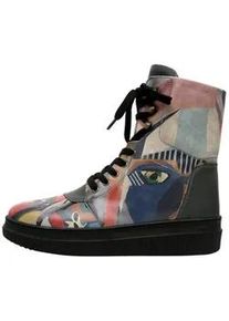 Schn&uuml;rboots DOGO "Future High Top Boots You Are Never Alone Damen Stiefeletten", Damen, Gr. 37, Normalschaft, grau, Lederimitat, Schuhe Schn&uuml;rboots, Handgefertigt