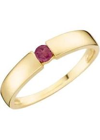 Fingerring Firetti "Schmuck Geschenk Gold 375 Damenring Goldring Solitär" Fingerringe Gr. 18, Gelbgold 375, 3,8mm, goldfarben (gelbgoldfarben-rot + rot) Damen mit Rubin