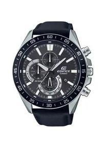 Chronograph Casio EDIFICE "EFV-620L-1AVUEF" Armbanduhren schwarz Herren Quarzuhr, Armbanduhr, Herrenuhr, Stoppfunktion, Datum, Lederband