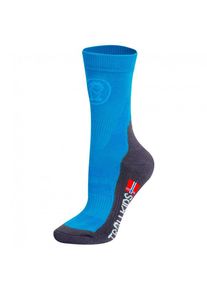 Trollkids Trekking Mid Cut Socks II Wandersocken Kinder Wandern (Gr 35-38 |blau)