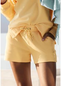 Buffalo Sweatshorts gelb Gr. 32/34 für Damen. Mit Druck. Bequem. Nachhaltig.