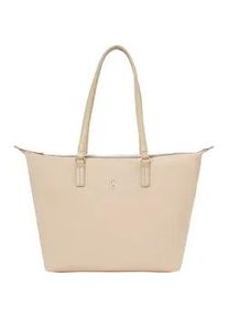 Shopper Tommy Hilfiger "Women POPPY TOTE CORP Tote" Gr. B/H/T: 48cm x 32cm x 14cm, beige Damen Taschen Tasche Henkeltasche Schultertasche