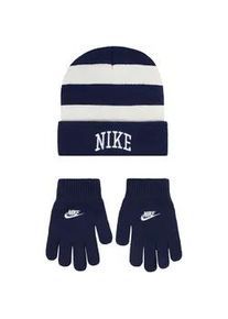 Mütze & Schal Nike SPORTSWEAR "CHUNKY STRIPE APEX BEANIE SET: und Handschuhe" blau Kinder KOB Set-Artikel