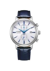 Chronograph Citizen "CA7069-16A" Armbanduhren blau Herren Armbanduhr, Herrenuhr, Solar, Stoppfunktion, Lederarmband