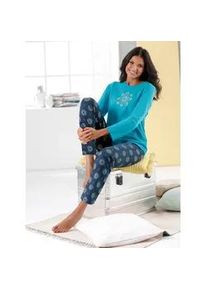 Schlafanzug Comtessa Gr. 40/42, blau (türkis, marine, bedruckt) Damen Homewear-Sets