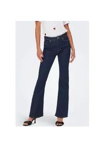 Bootcut-Jeans Only "ONLWAUW LIFE HW FLARED RINSE DNM" Gr. L (40), Länge 32, blau (dunkelblau denim) Damen Jeans mit Stretch