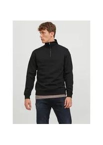 Jack & Jones Sweatshirt JACK & JONES "JJEBRADLEY SWEAT HALF ZIP NOOS" Gr. XL, schwarz Herren Sweatshirts mit Troyer Kragen