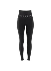 Leggings WINSHAPE "HWL112C-silberne 7 Chakras" Gr. XS, Normalgrößen, schwarz (schwarz-7-chakras) Damen Hosen Bauch-Weg-Effekt durch High Waist-Bund