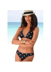 Triangel-Bikini-Top Lascana "Jada" Gr. 36, Cup A/B, schwarz-weiß Damen Bikini-Oberteile mit Muschelkante und Pünktchen