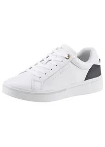 Plateausneaker Tommy Hilfiger "ELEVATED ESSENTIAL COURT SNEAKER" Gr. 38, bunt (weiß-dunkelblau) Damen Schuhe mit Kontrastbesatz an der Ferse, Freizeitschuh, Halbschuh, Schnürschuh