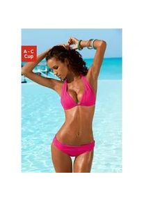 Triangel-Bikini Lascana Gr. 32, Cup A, pink Damen Bikini-Sets im Nacken zu binden, wattierte Cups, mit eingearbeiteten Kissen